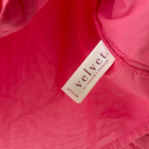 Velvet by Graham & Spencer Hot Pink / Rose button up Blouse Size M Anthropologie - Picture 4 of 5